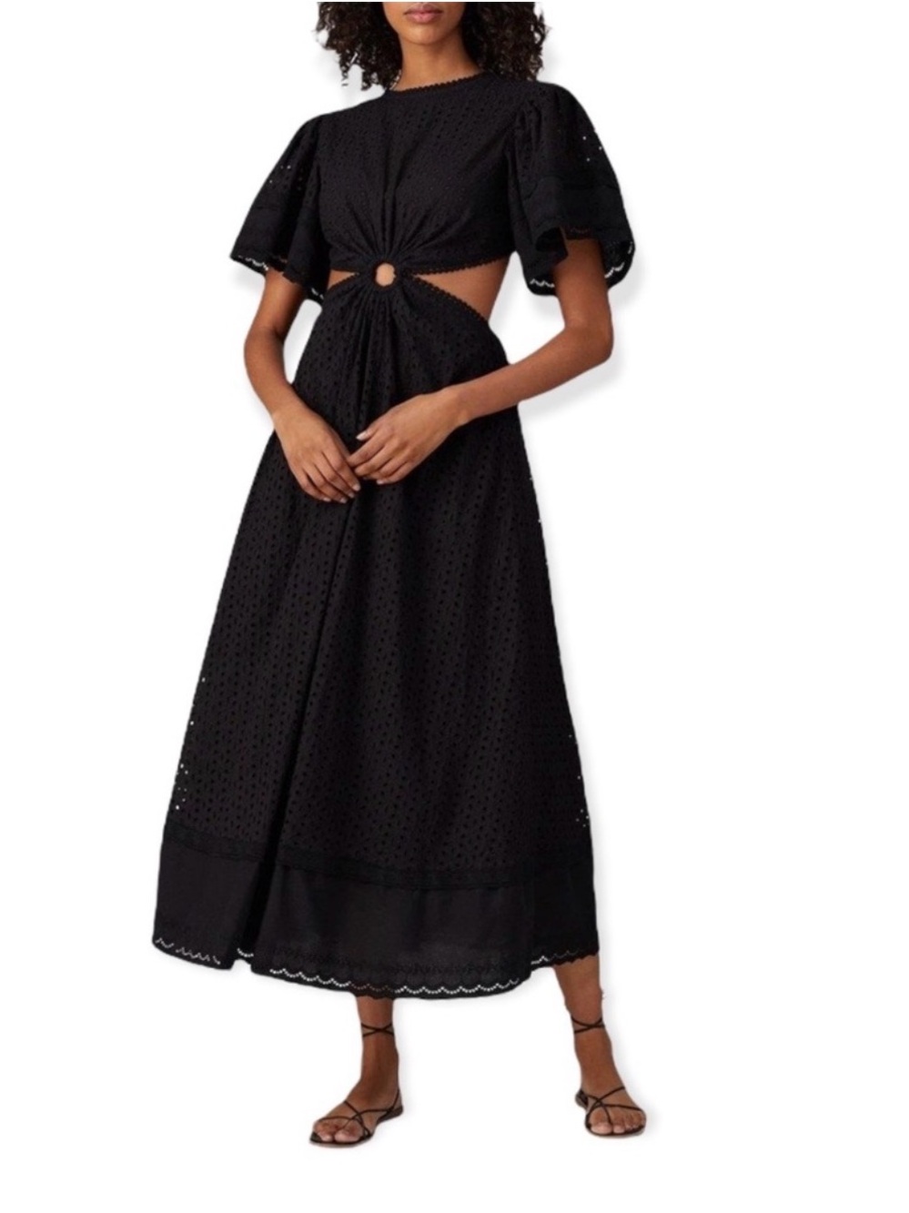 Maia Bergman Eyelet Lace Cutout Midi Maxi Dress Small